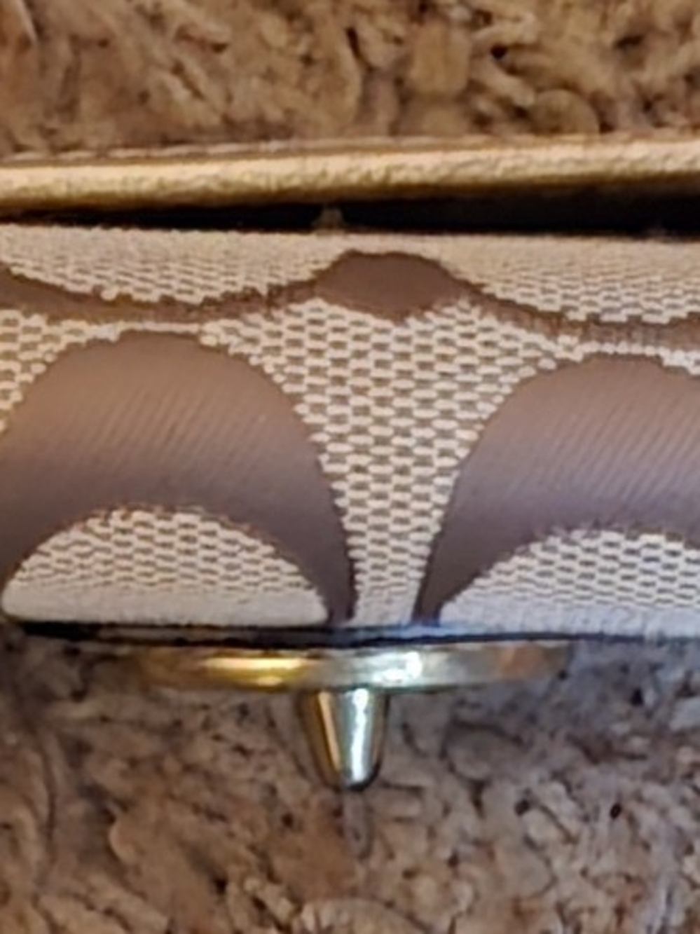 COACH Signature C Canvas Continental Wallet In Metalic Gold And Tan - Picture 4 of 12